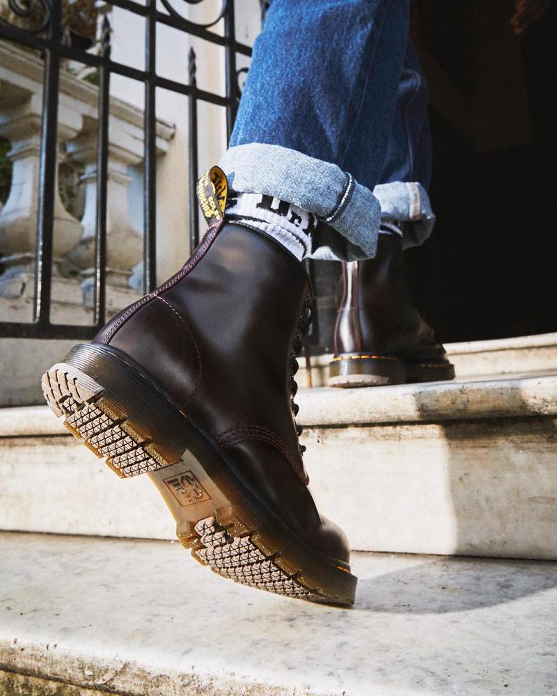 Dr Martens 1460 Slip Resistant Atlas Lær Snørestøvletter Herre Burgunder | Norge 27SGL